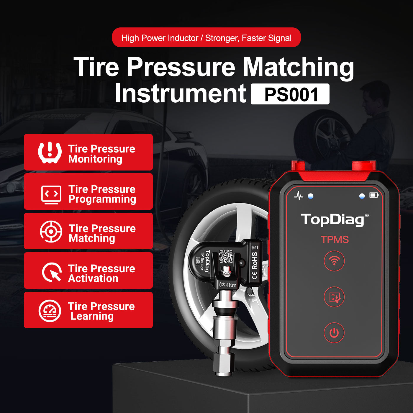 TopDiag PS001 Universal TPMS Programming Tool, Bluetooth, for Android and iOS