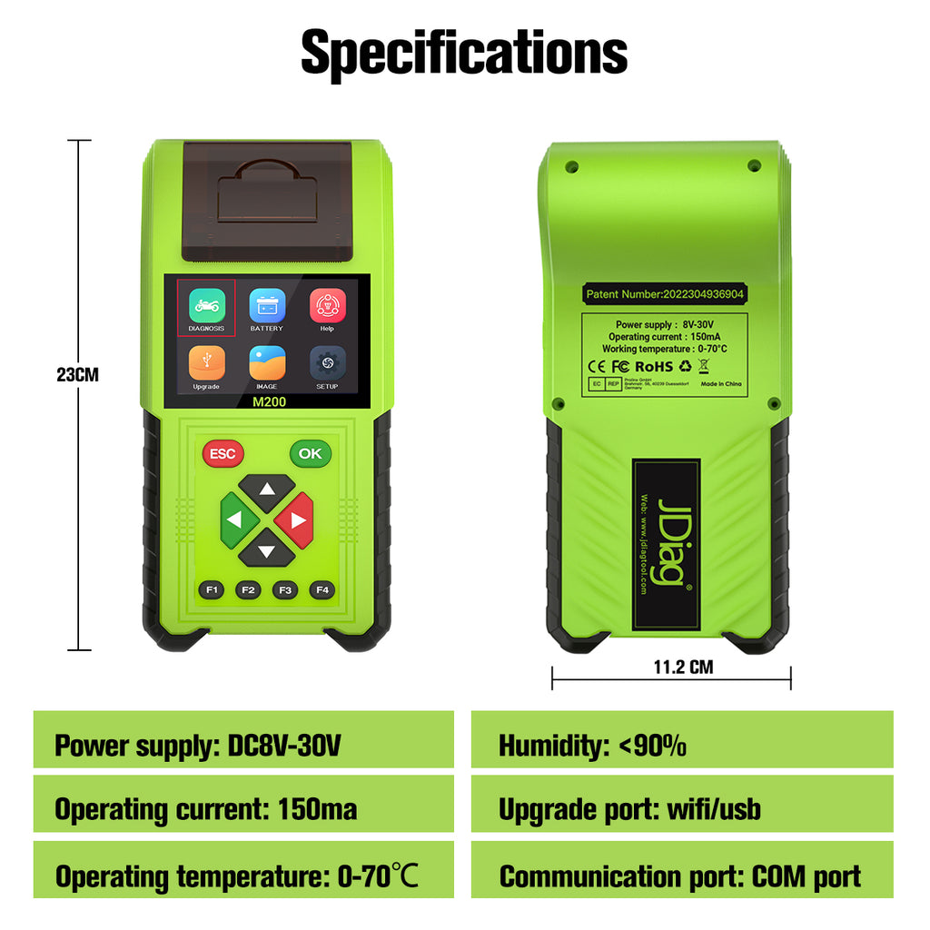 JDiag M200 Motorcycle OBD2 Scanner