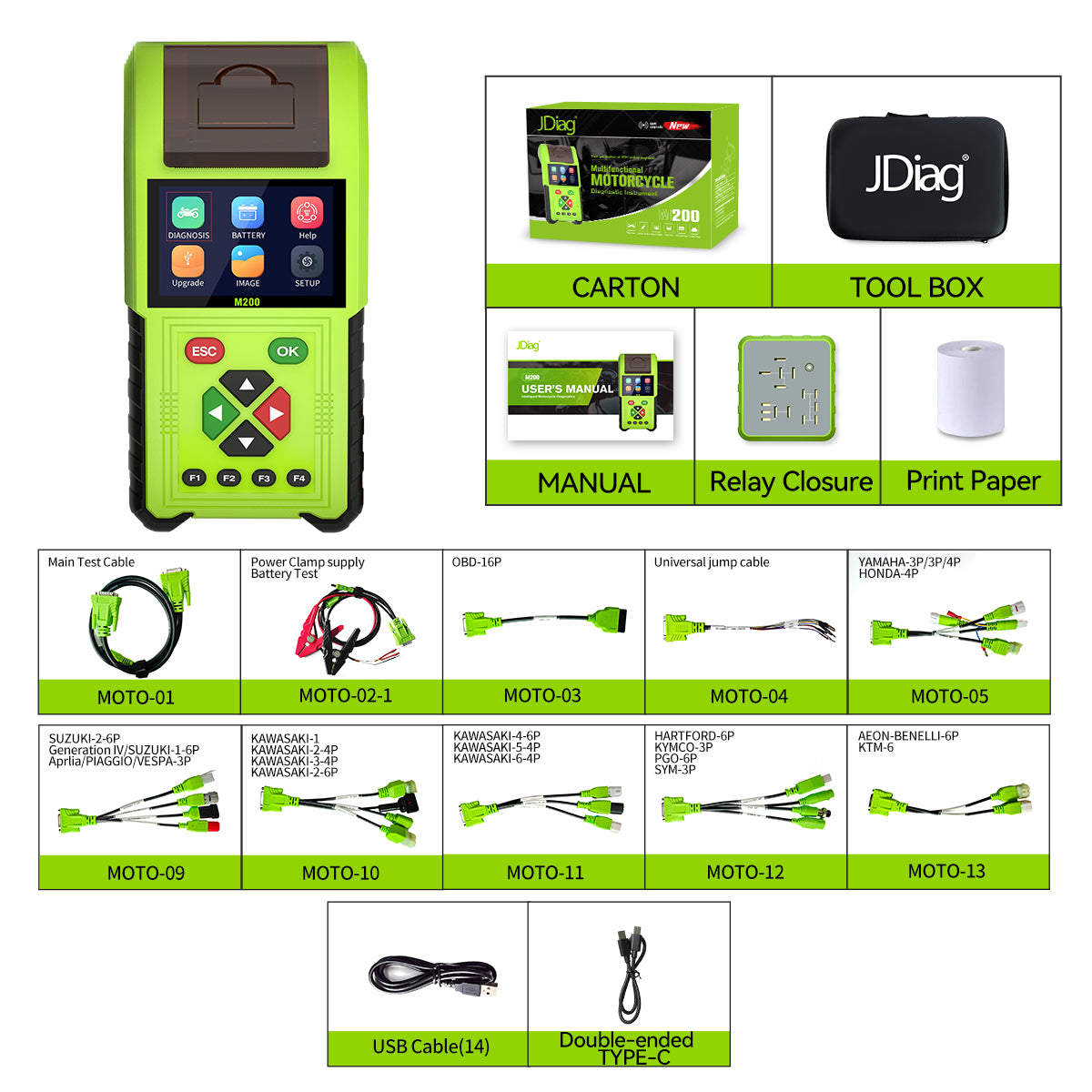 JDiag M200 Motorcycle OBD2 Scanner