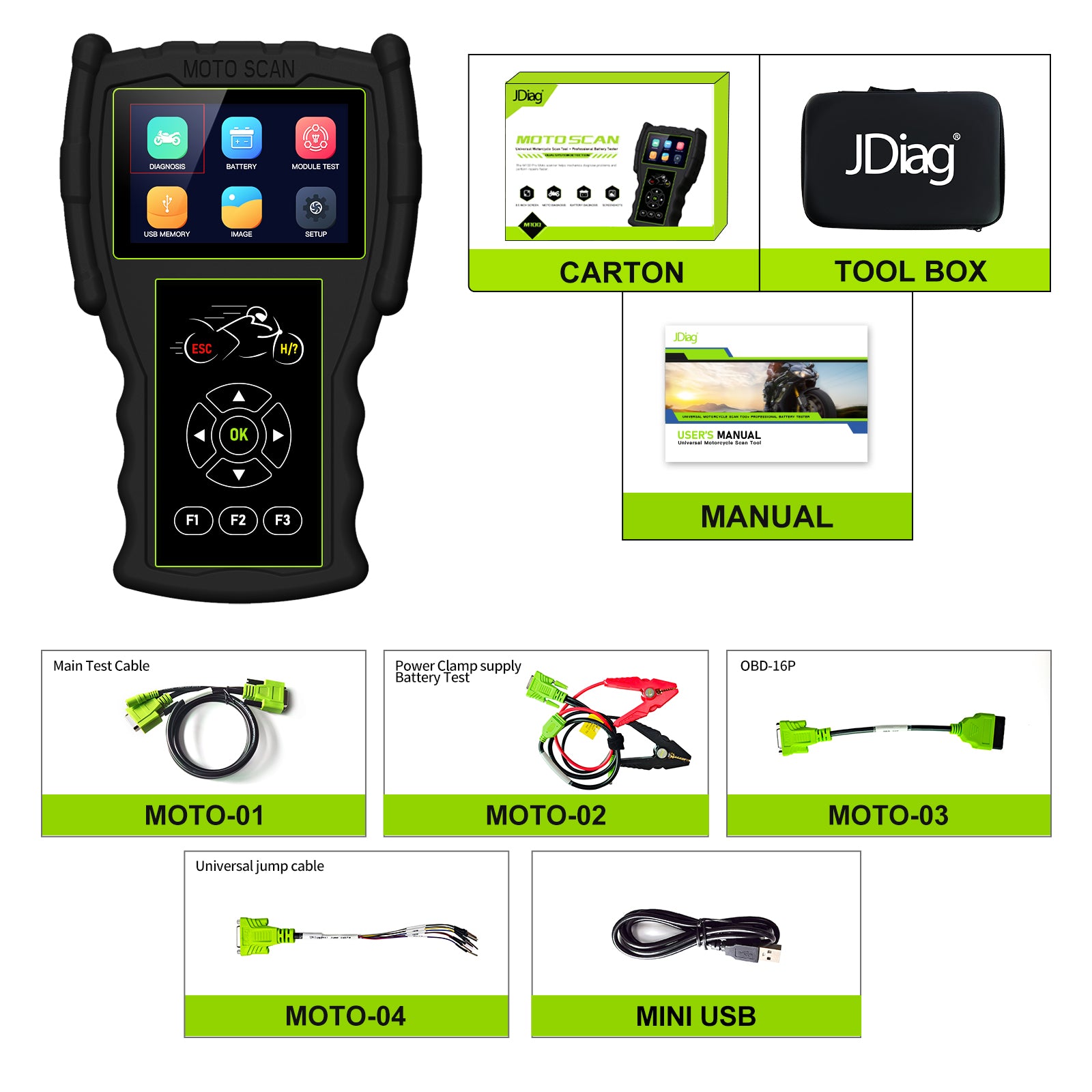 JDiag M100Pro Universal Motorcycle Scanner M100 PRO Motorcycle Diagnostic Tools