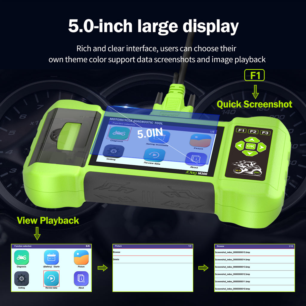 JDiag M300 Motorcycle OBD2 Scanner Battery Tester ABS Test TPMS Test Clear Fault Codes