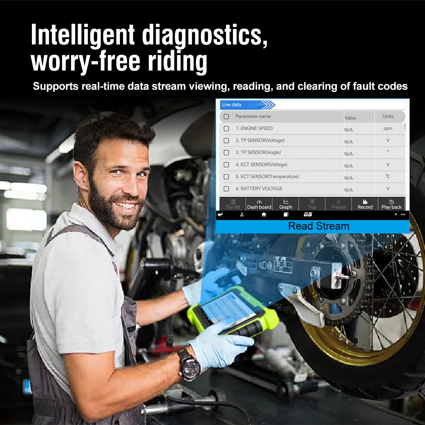 JDiag MOTOSYS M400 Universal Intelligent Motorcycle OBD2 Scanner 8.0 inch Tablet Scanner Android System