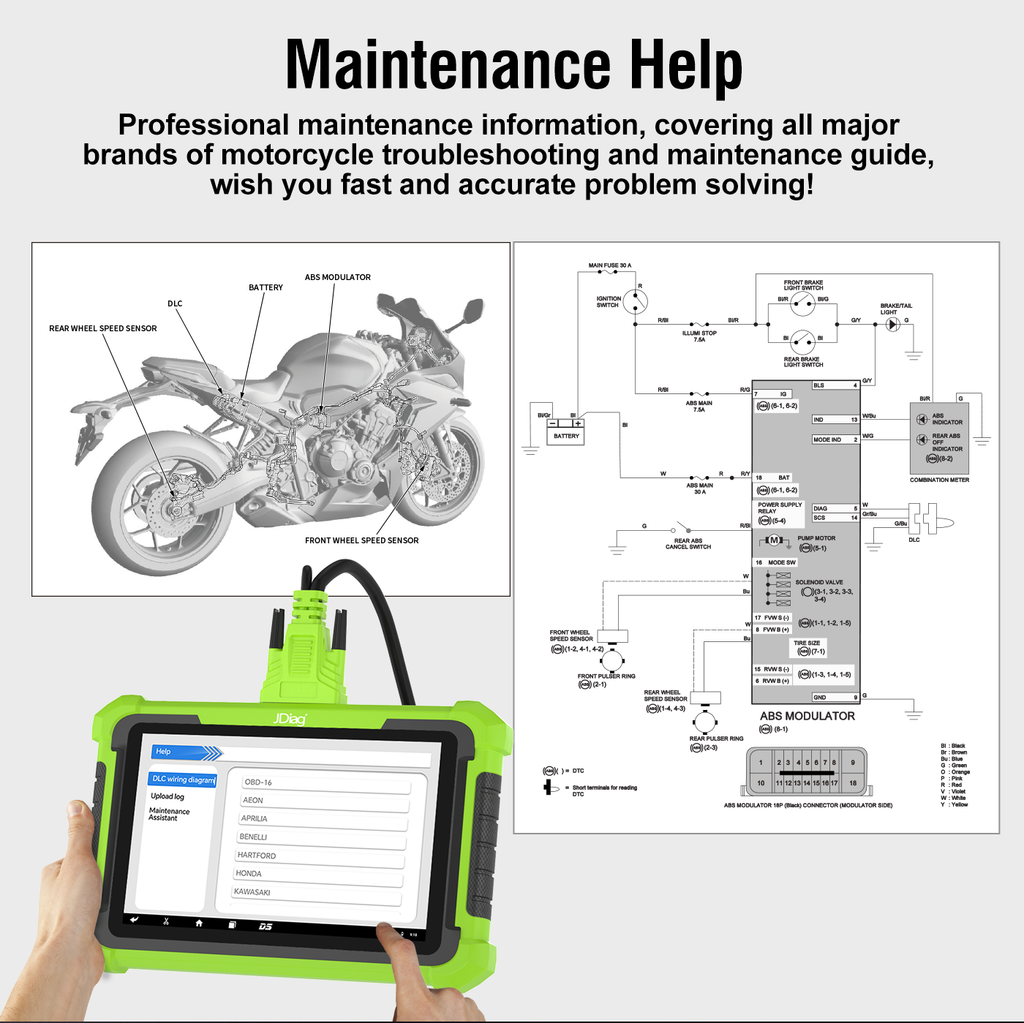 JDiag MOTOSYS M400 Universal Intelligent Motorcycle OBD2 Scanner 8.0 inch Tablet Scanner Android System