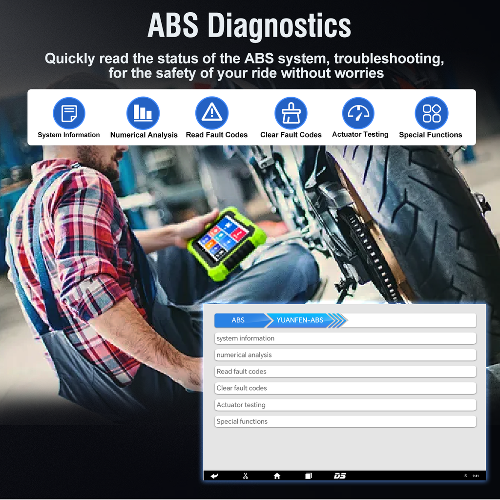 JDiag MOTOSYS M400 Universal Intelligent Motorcycle OBD2 Scanner 8.0 inch Tablet Scanner Android System