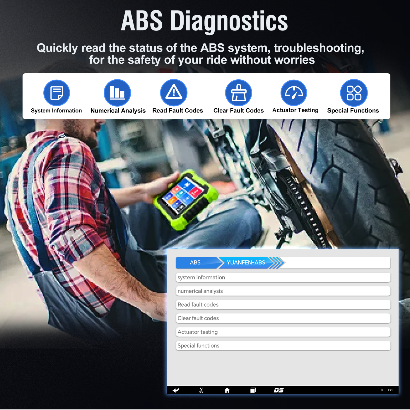 JDiag MOTOSYS M400 Universal Intelligent Motorcycle OBD2 Scanner 8.0 inch Tablet Scanner Android System