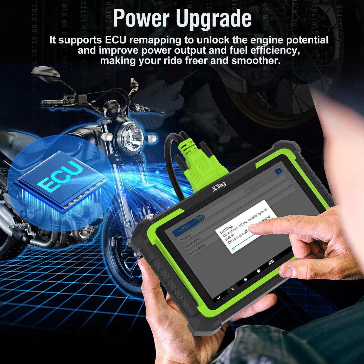 JDiag MOTOSYS M400pro Universal Smart Motorcycle OBD2 Scanner 8.0 Inch Flatbed Scanner for Android