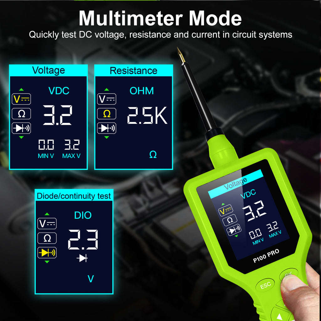 P100 Pro Power Circuit Probe Kit - Automotive Digital Multimeter Tester, Oscilloscope, and Circuit Breaker Finder