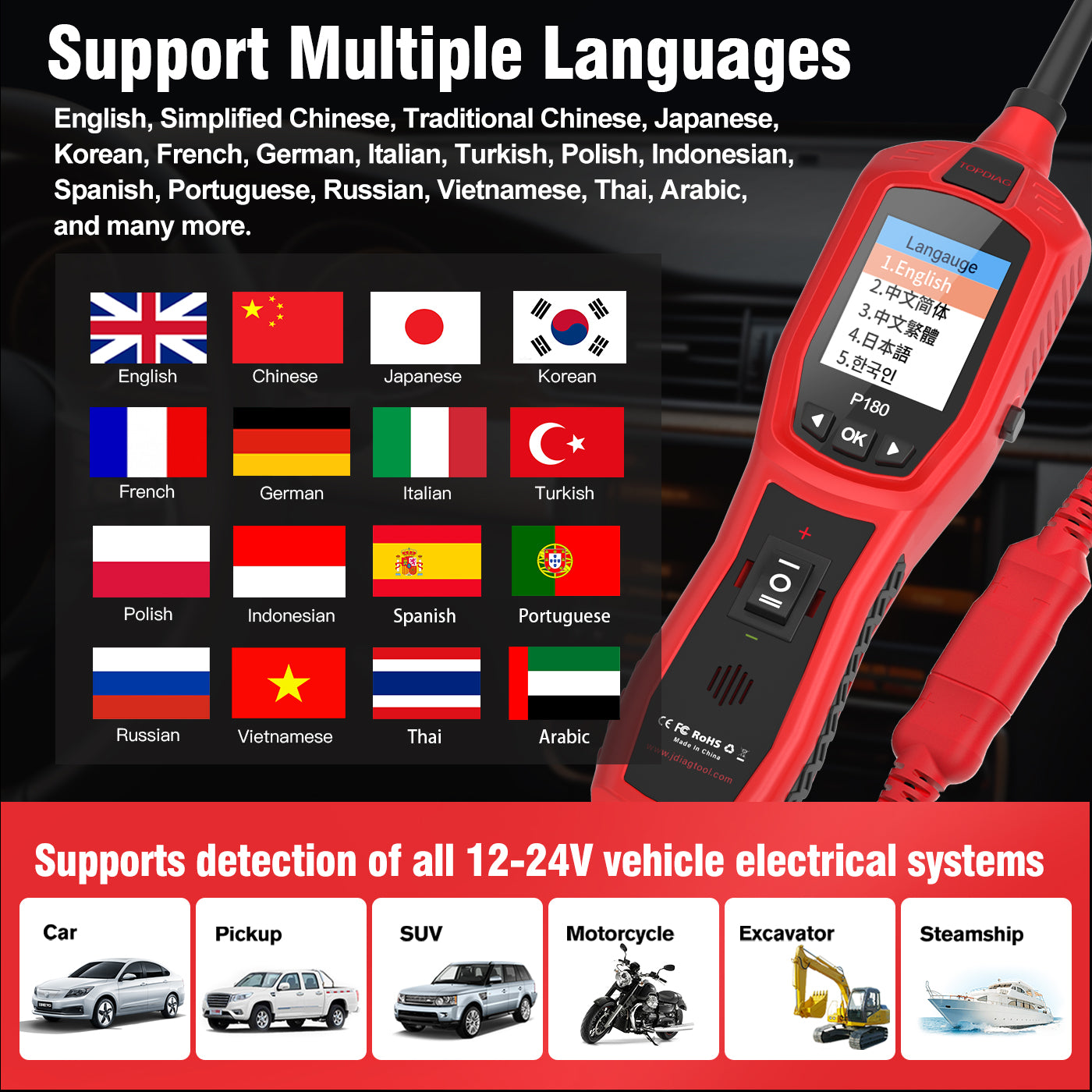 P180 Automotive Circuit Tester Automotive Electrical System