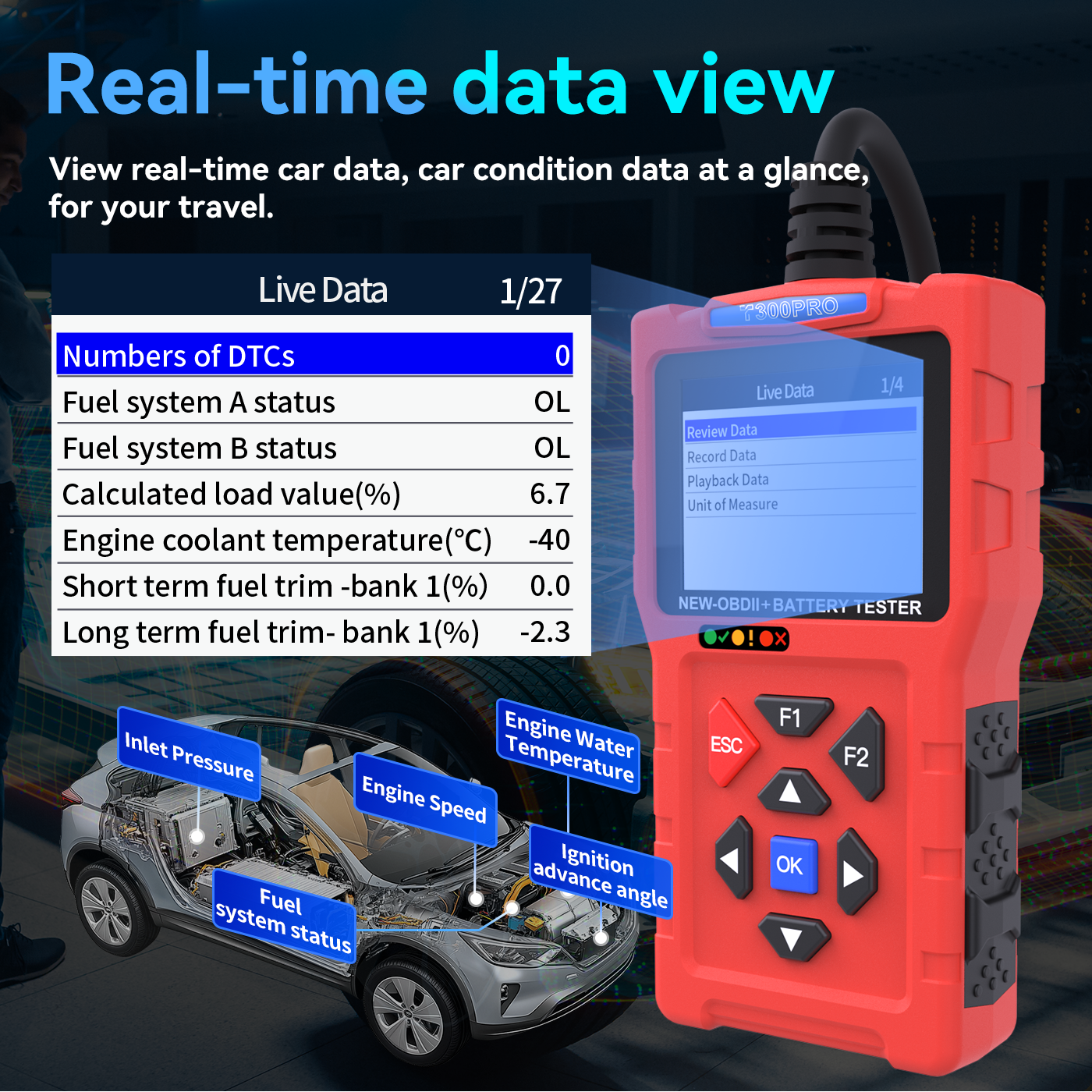 T300 PRO 2-in-1 Battery Diagnostics+OBD ll scanner