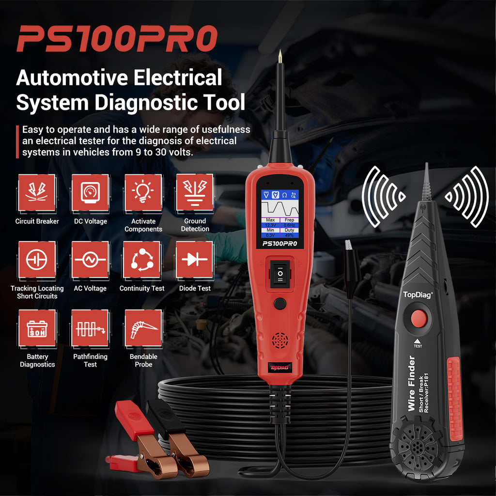 جهاز اختبار الدائرة الكهربائية PS100PRO 2025، أداة فحص مسبار دائرة الطاقة