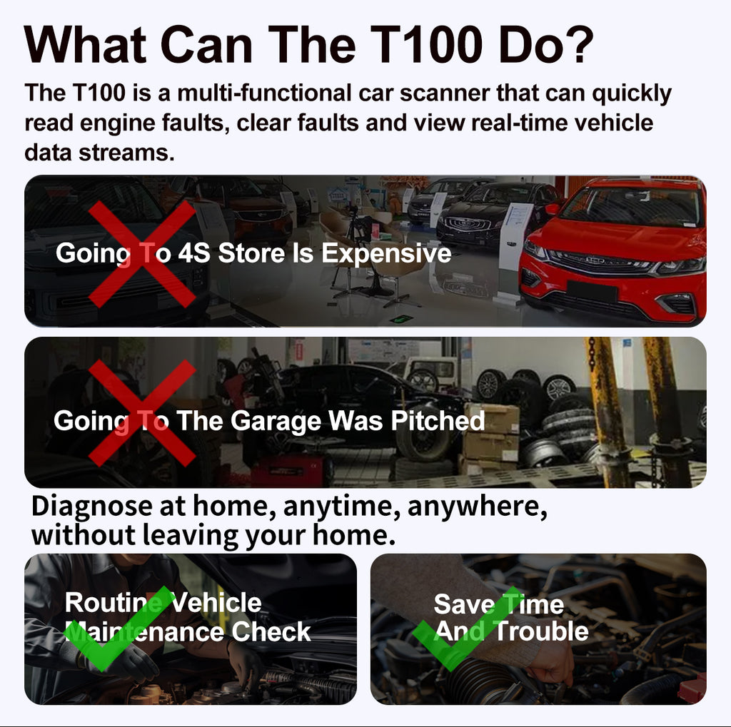 T100 OBD2 Scanner Code Reader for Car Check