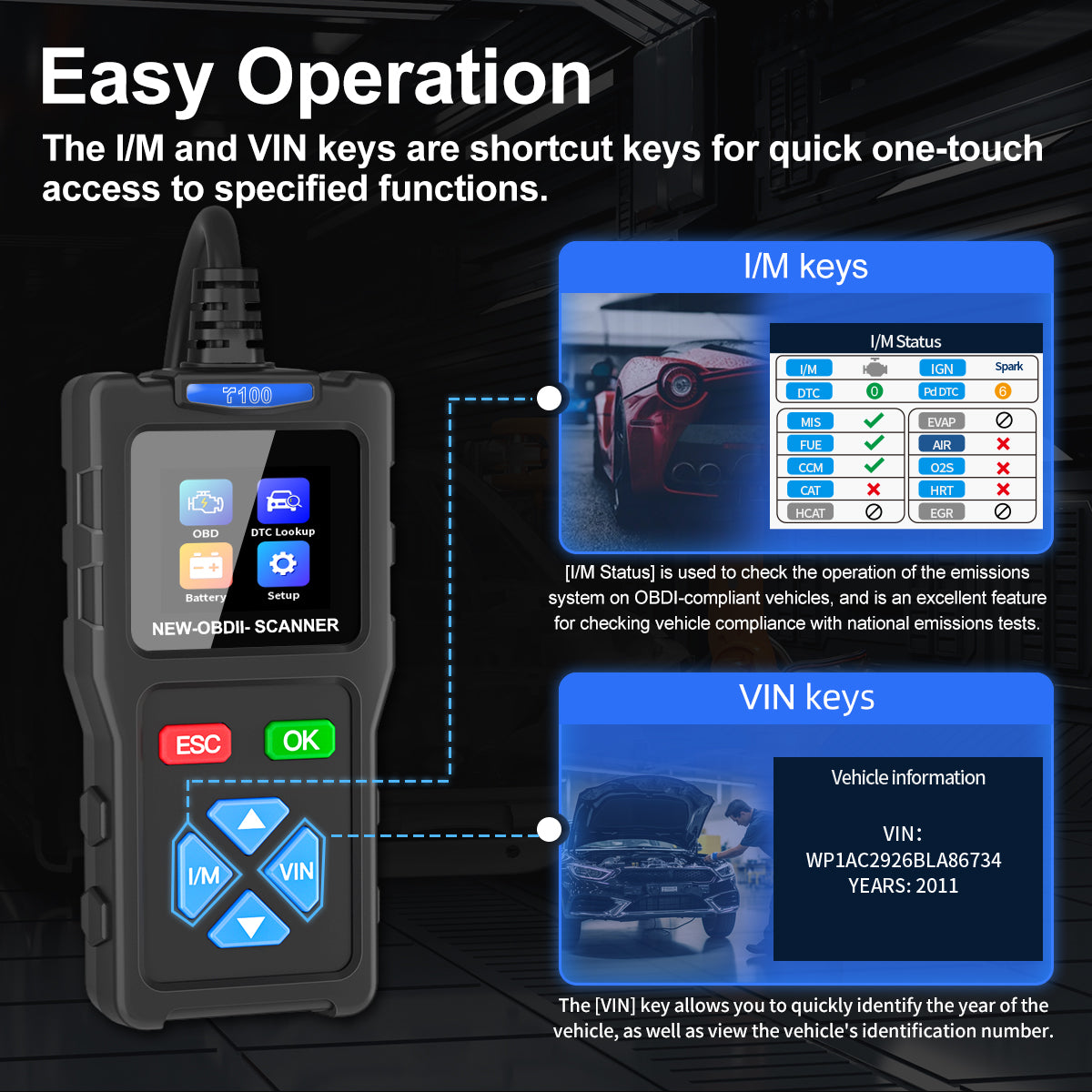 T100 OBD2 Scanner Code Reader for Car Check