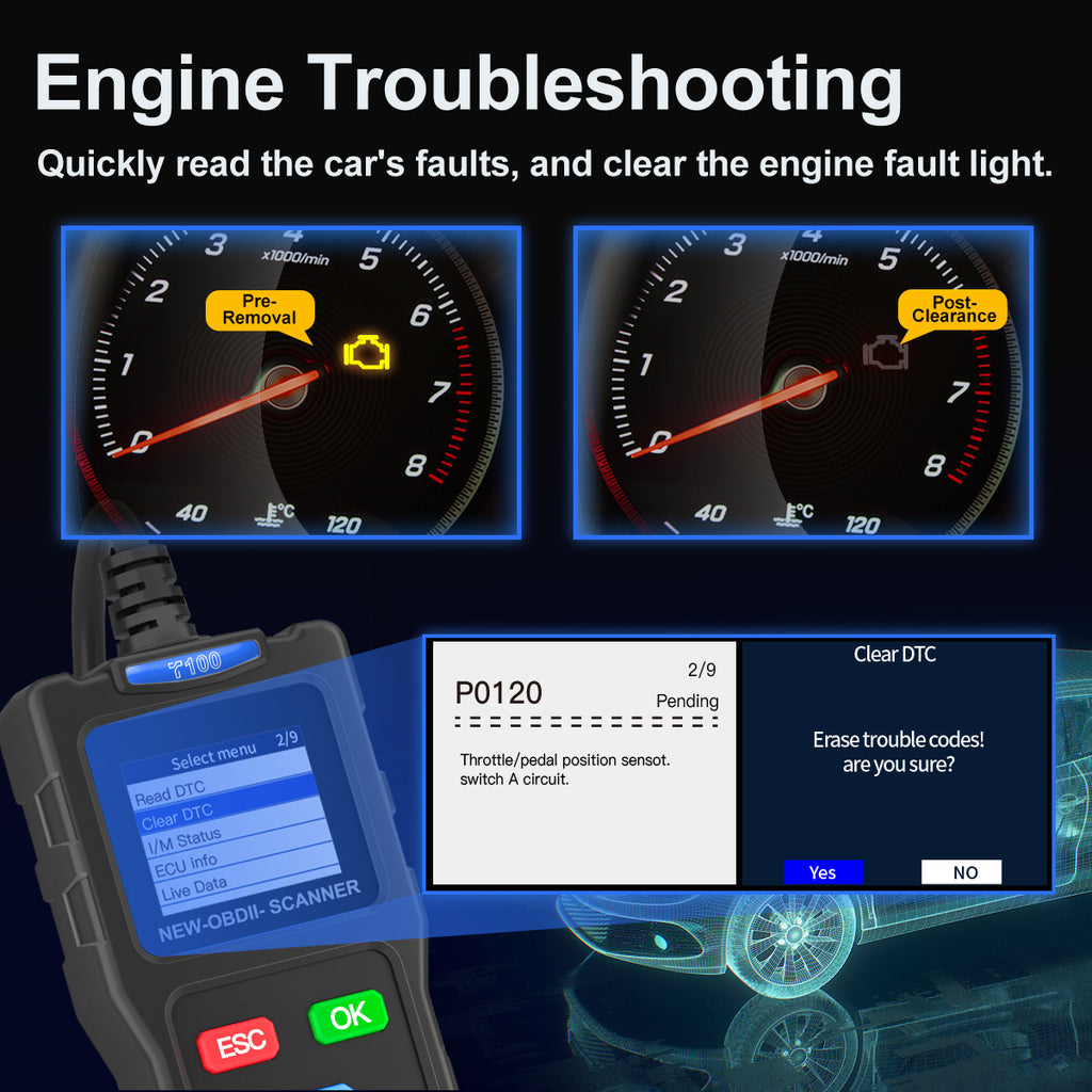 T100 OBD2 Scanner Code Reader for Car Check
