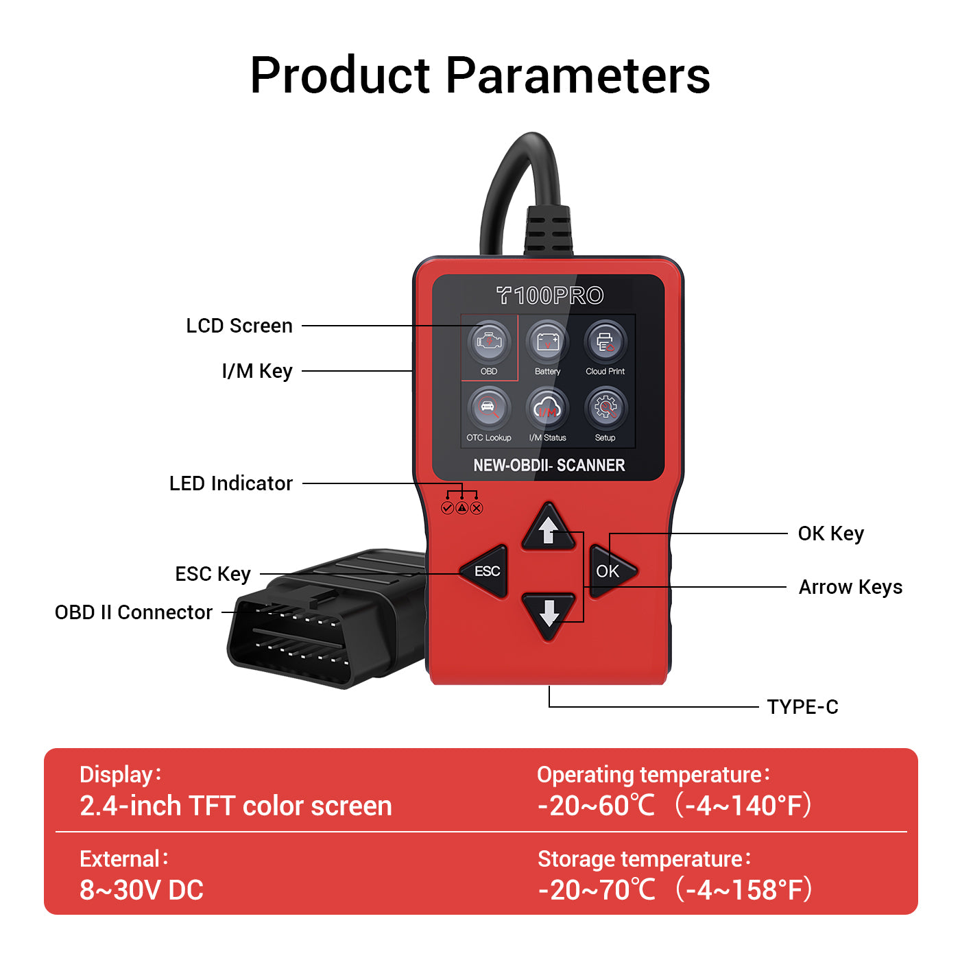 T100PRO OBD II Scanner