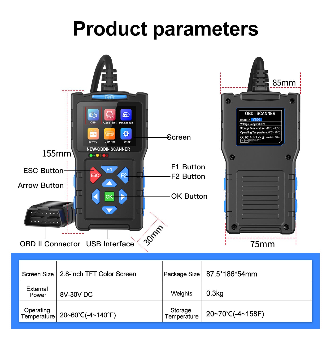 T300 Multi-function OBD ll scanner