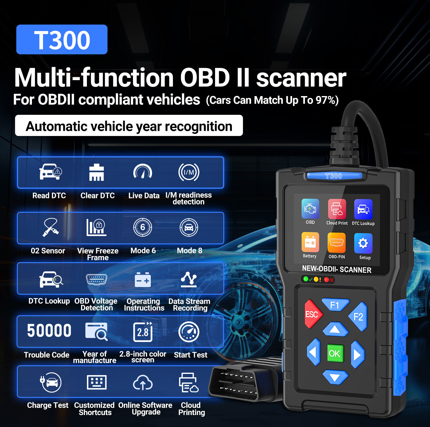 T300 Multi-function OBD ll scanner