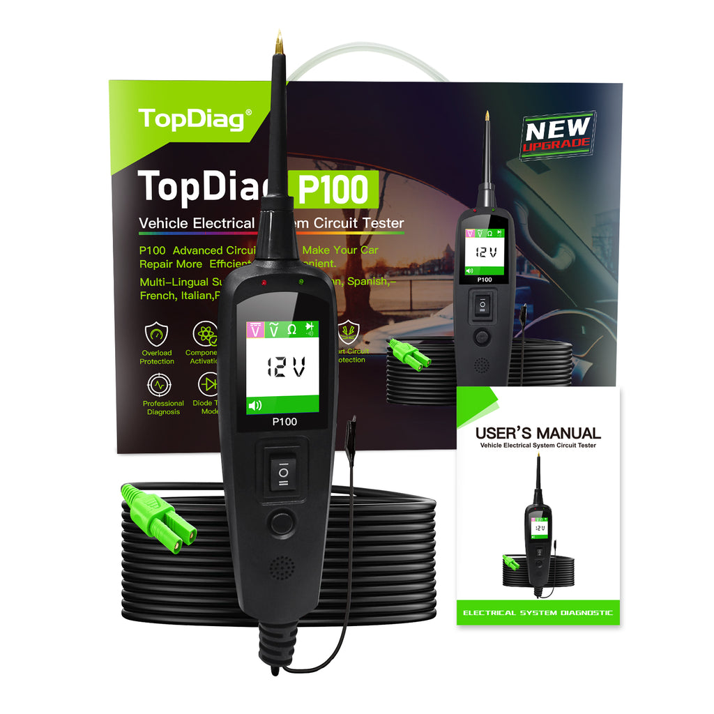 TopDiag P100 Automotive Circuit Tester, Power Probe,12V 24V, AC DC Digital Voltage Tester