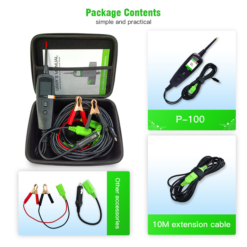 TopDiag P100 Automotive Circuit Tester, Power Probe,12V 24V, AC DC Digital Voltage Tester