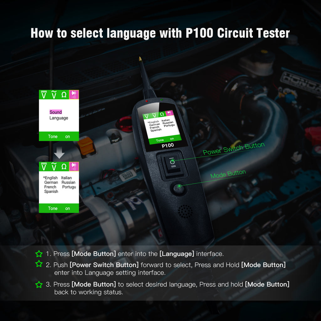 TopDiag P100 Automotive Circuit Tester, Power Probe,12V 24V, AC DC Digital Voltage Tester