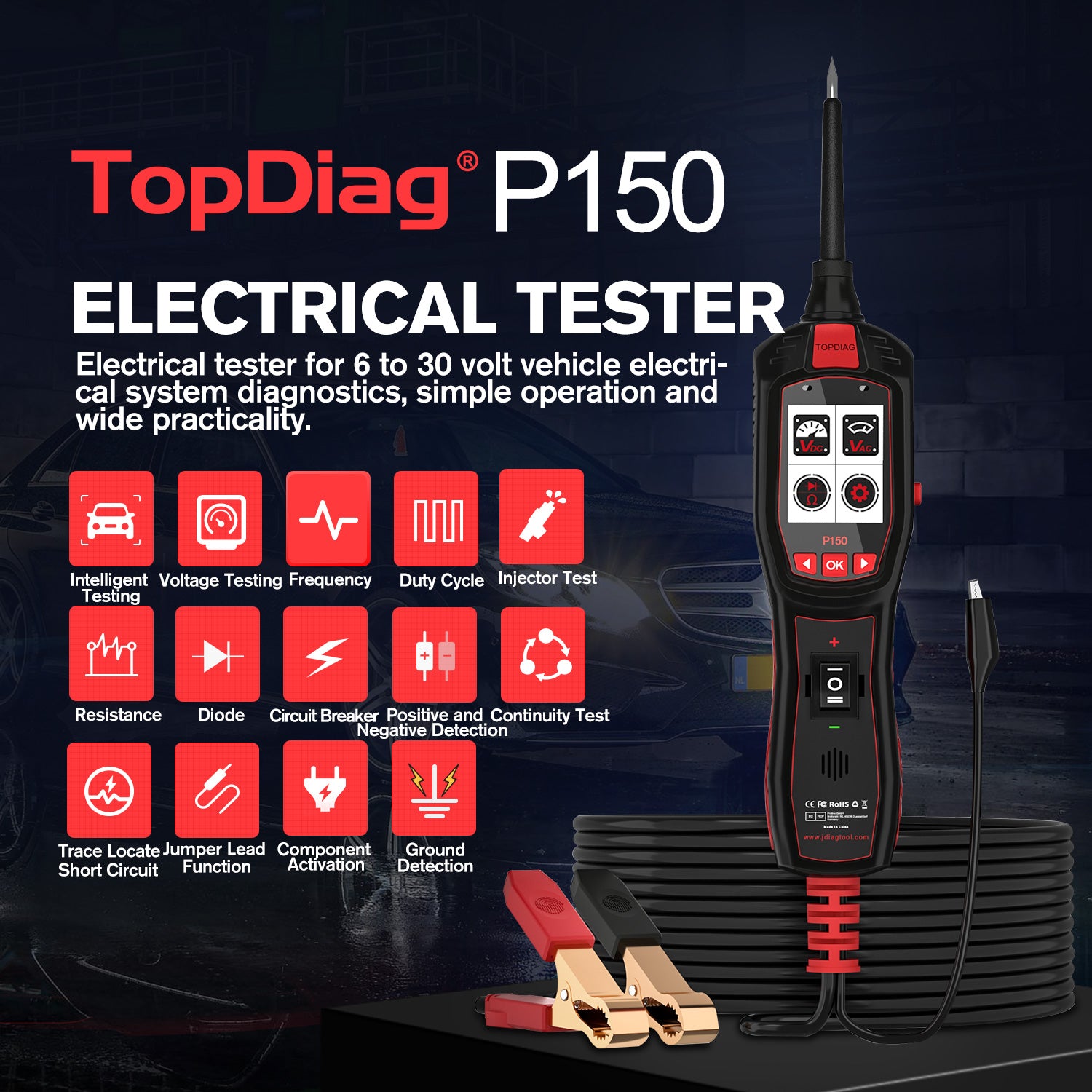 TopDiag P150 Car Tester Automotive Electrical Tester System Fuel L9J4