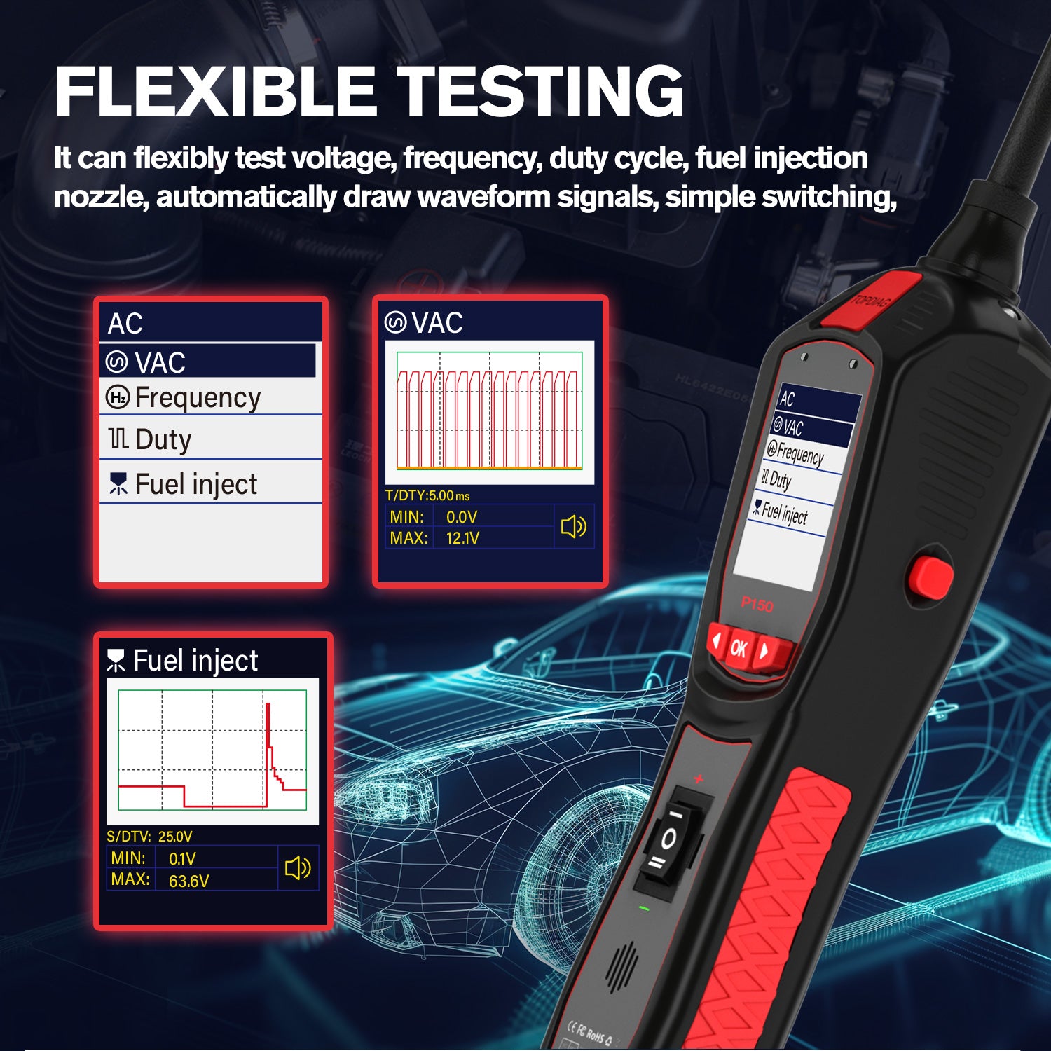 TopDiag P150 Car Tester Automotive Electrical Tester System Fuel L9J4